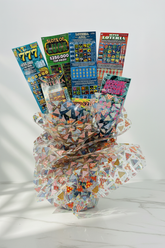 Lottery Ticket Bouquet - White Marble Background